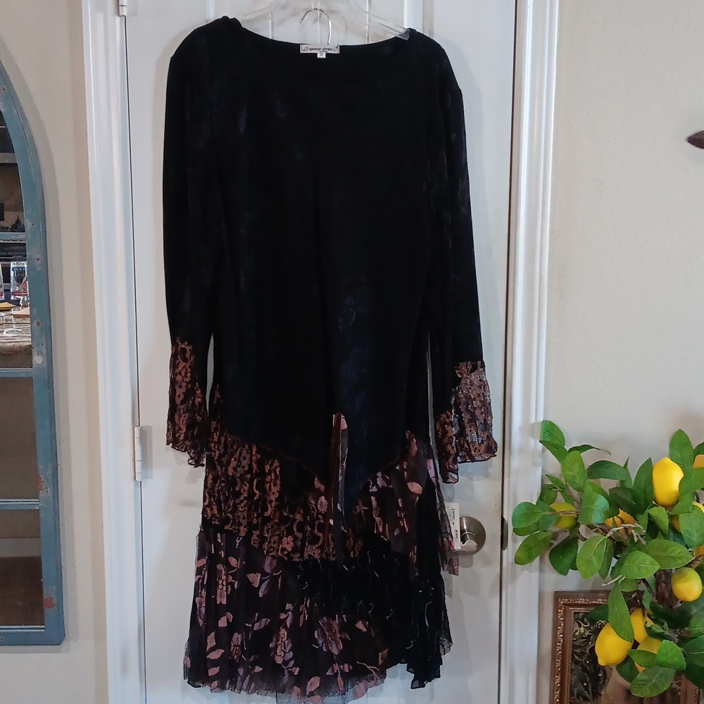 Vtg Spencer Alexis 2 PC Evening Burnout Velvet Whimsigoth Top & Skirt Set NWT
